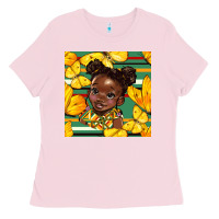 Bubblegum Pink juneteenth afro girl seamless pattern Ladies Tee - BundleAndBundleShop