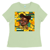 Matcha juneteenth afro girl seamless pattern Ladies Tee - BundleAndBundleShop