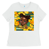 White juneteenth afro girl seamless pattern Ladies Tee - BundleAndBundleShop