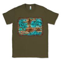 Army Green western turquoise stone aztec tiger pattern background Classic Tee - Artiststas