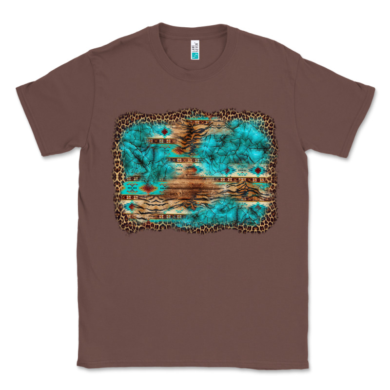 Western Turquoise Stone Aztec Tiger Pattern Background Classic Tee by Artiststas | Teevron