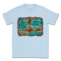 Dusty Blue western turquoise stone aztec tiger pattern background Classic Tee - Artiststas