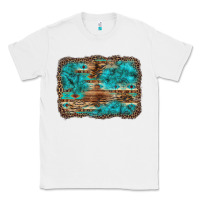 White western turquoise stone aztec tiger pattern background Classic Tee - Artiststas