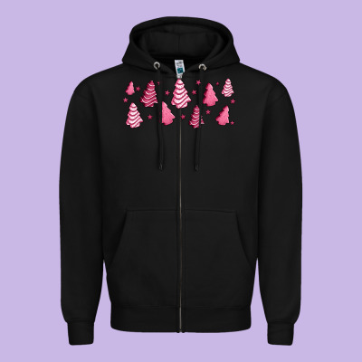Pink Christmas Cakes Zipper Hoodie Designed By Jasminsmagicworld
