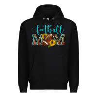 Black western leopard camouflage sunflowers  glitter mom football Premium Hoodie - Artiststas