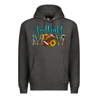 Charcoal Heather western leopard camouflage sunflowers  glitter mom football Premium Hoodie - Artiststas