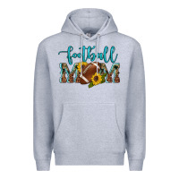 Heather Grey western leopard camouflage sunflowers  glitter mom football Premium Hoodie - Artiststas