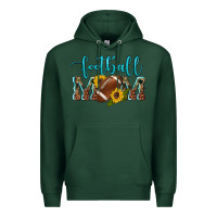 Sports Green western leopard camouflage sunflowers  glitter mom football Premium Hoodie - Artiststas