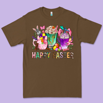 Happy Easter Coffee Cups With Bunny Premium Tee Designed By Bundleandbundleshop