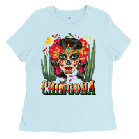 Baby Blue chingona sugar skull Ladies Tee - BundleAndBundleShop