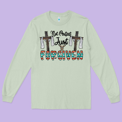 No Perfect Just Forgiven Long Sleeve Tee Designed By Cowhidedigitalart