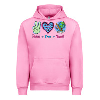 Fuchsia Pink Peace Love Teach Urban Hoodie - Jasminsmagicworld