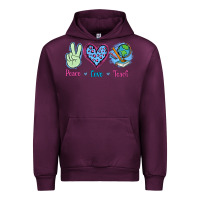 Mauve Wine Peace Love Teach Urban Hoodie - Jasminsmagicworld
