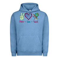 Pigment Pebble Blue Peace Love Teach Urban Hoodie - Jasminsmagicworld