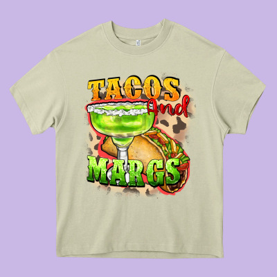 Tacos And Margs Heavy Core Tee Designed By Fadigitalartstudio