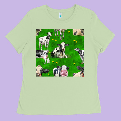 Holstein Cows Seamless Pattern Ladies Tee Designed By Bundleandbundleshop