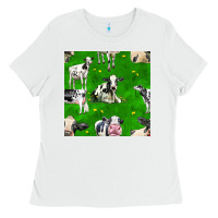 White holstein cows seamless pattern Ladies Tee - BundleAndBundleShop