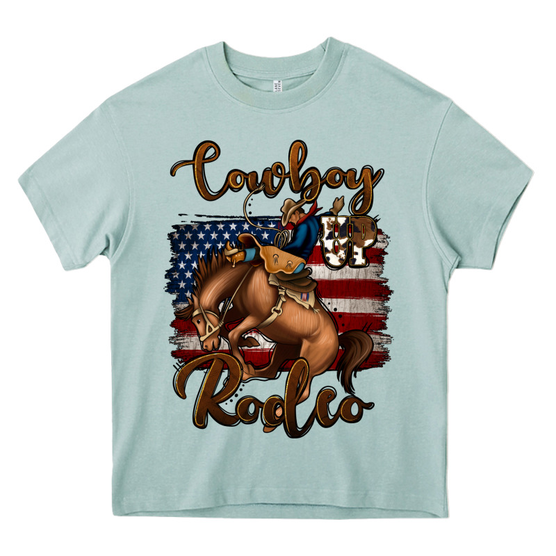 Cowboy Up Rodeo Bucking Bronco Heavy Core Tee by Jasminsmagicworld | Teevron