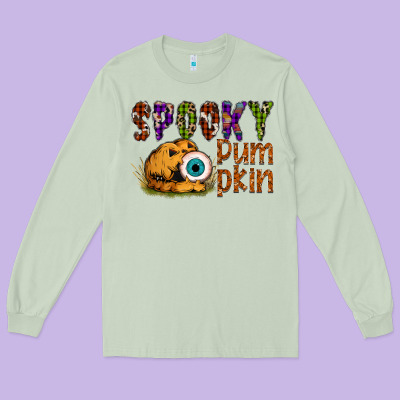Spooky Pumpkin Long Sleeve Tee Designed By Sublimationcraftshop