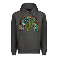Charcoal Heather revize cactus gemstone rainbow Premium Hoodie - Artiststas