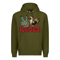 Army Green Peace Love Rodeo Premium Hoodie - Jasminsmagicworld