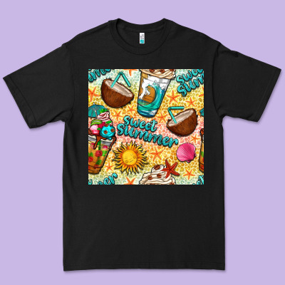 Sweet Summer Coffee Cups With Colorful Leopard And Sea Stars Seamless  Premium Tee Designed By Bundleandbundleshop