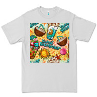 Dove Grey sweet summer coffee cups with colorful leopard and sea stars seamless  Premium Tee - BundleAndBundleShop