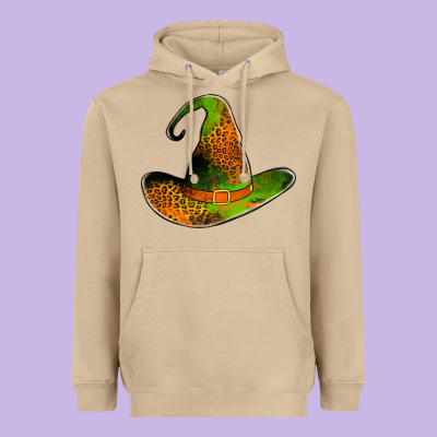 Leopard Witch Hat Heavyweight Hoodie Designed By Jasminsmagicworld