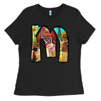 Black farm life alphabet lowercase letters m Ladies Tee - BundleAndBundleShop