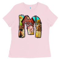 Bubblegum Pink farm life alphabet lowercase letters m Ladies Tee - BundleAndBundleShop