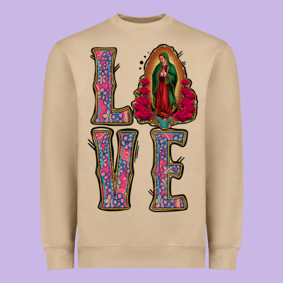Love Lady Of Guadalupe Heavyweight Sweatshirt Designed By Jasminsmagicworld