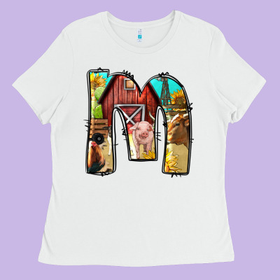 Farm Life Alphabet Lowercase Letters M Ladies Tee Designed By Bundleandbundleshop