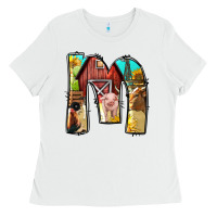 White farm life alphabet lowercase letters m Ladies Tee - BundleAndBundleShop