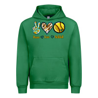Emerald Peace Love Softball Urban Hoodie - Jasminsmagicworld