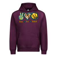 Mauve Wine Peace Love Softball Urban Hoodie - Jasminsmagicworld