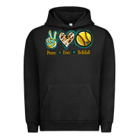 Pigment Black Peace Love Softball Urban Hoodie - Jasminsmagicworld