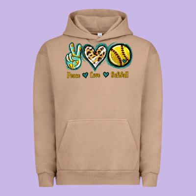 Peace Love Softball Urban Hoodie Designed By Jasminsmagicworld