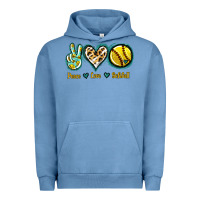 Pigment Pebble Blue Peace Love Softball Urban Hoodie - Jasminsmagicworld