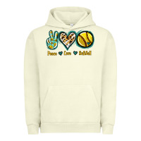 Pigment Pistachio Peace Love Softball Urban Hoodie - Jasminsmagicworld