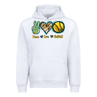 White Peace Love Softball Urban Hoodie - Jasminsmagicworld