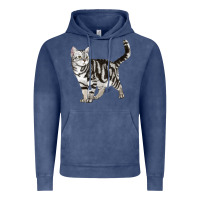 Vintage Denim American Shorthair Cat Vintage Hoodie - LillyAllenDesigns