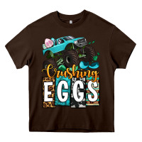 Chocolate Brown Easter Day Monster truck crushing eggs Heavy Core Tee - OliviaCreatesArt