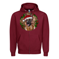 Burgundy German Shepherd Christmas Zipper Hoodie - RanaPortraitStore