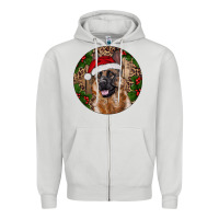 Dove Grey German Shepherd Christmas Zipper Hoodie - RanaPortraitStore