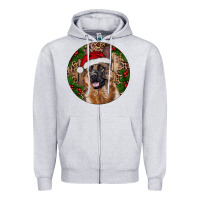 Heather Grey German Shepherd Christmas Zipper Hoodie - RanaPortraitStore
