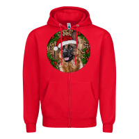 Red German Shepherd Christmas Zipper Hoodie - RanaPortraitStore