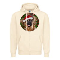 Sandshell German Shepherd Christmas Zipper Hoodie - RanaPortraitStore
