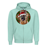 Seafoam German Shepherd Christmas Zipper Hoodie - RanaPortraitStore