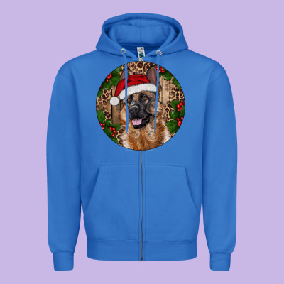 German Shepherd Christmas Zipper Hoodie Designed By Ranaportraitstore