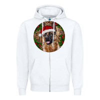 White German Shepherd Christmas Zipper Hoodie - RanaPortraitStore